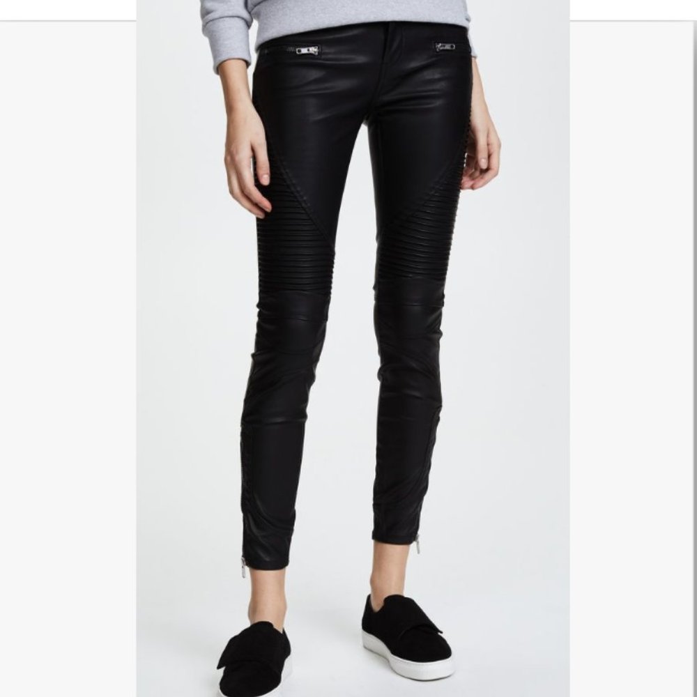 NWT Blank NYC Black Vegan Leather Moto Pants - Black Daddy Soda - Size 24